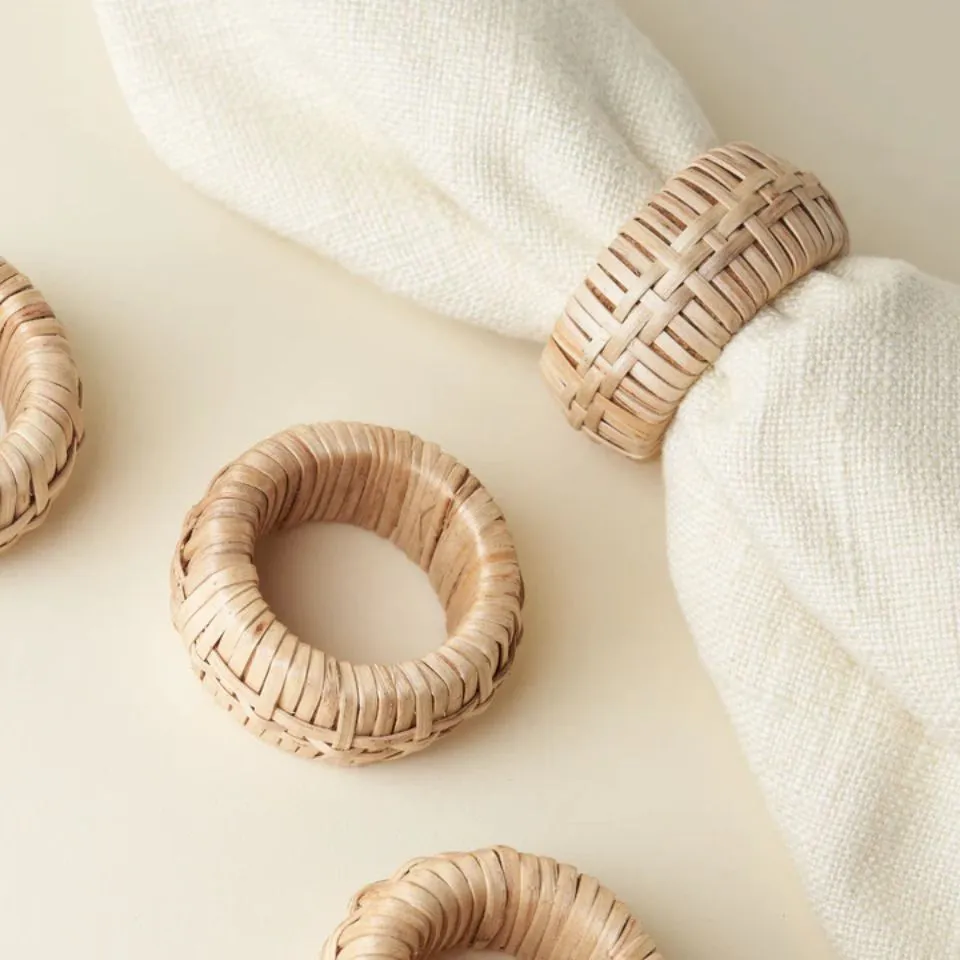 Woven Rattan Napkin Rings Private Label