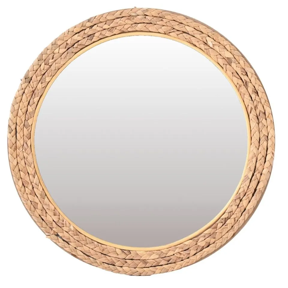 Woven Water Hyacinth Mirror Private Label