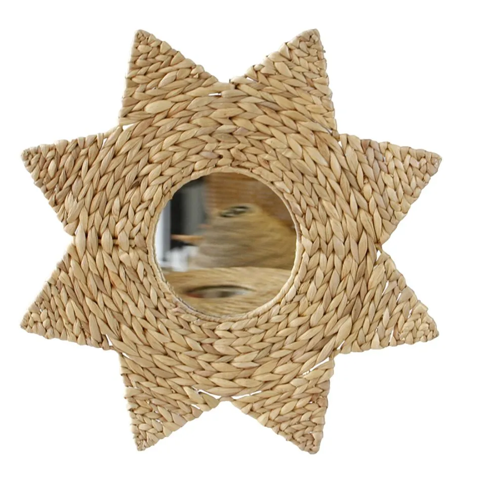 Woven Water Hyacinth Mirror Handicraft